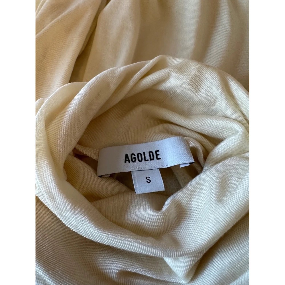 NWT Agolde Pascale Cream Ribbed Long Sleeve Turtleneck Top in Oatmilk | Small - Picture 11 of 13